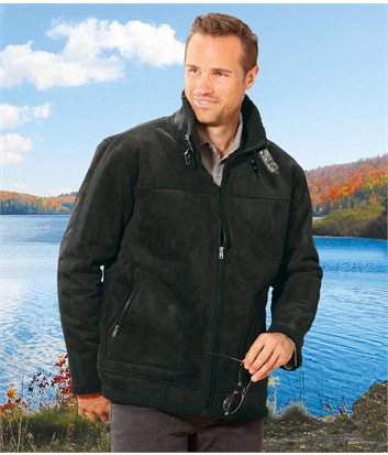 Fliegerjacke in Wildlederoptikmen SCHWARZ - Größe M - Atlas For Men