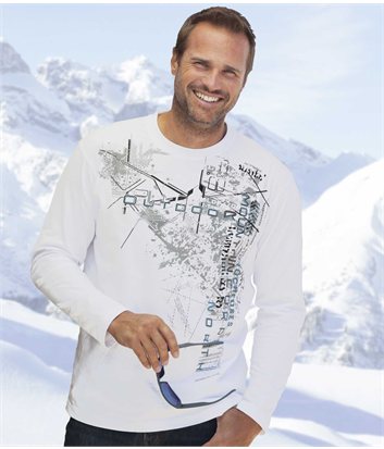 Longsleeve mit Grafikmustermen WEISS - Größe M - Atlas For Men