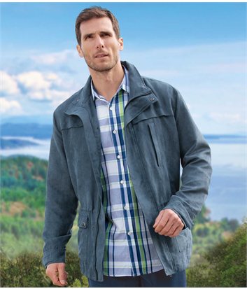 Outdoorjacke in Wildlederoptikmen BLAU - Größe M - Atlas For Men