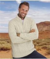 Pullover mit Zopfmustermen NATURFARBEN - Größe M - Atlas For Men