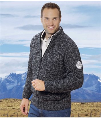 Strickjacke mit Fleecefuttermen SCHWARZ - Größe M - Atlas For Men