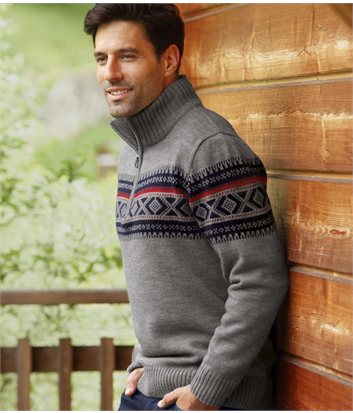 Strickpullover mit Jacquardmustermen GRAU - Größe M - Atlas For Men