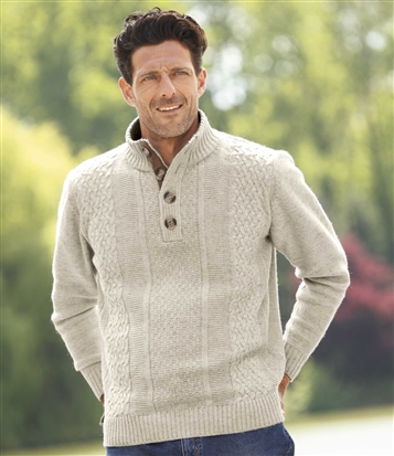 Strickpullover mit Zopfmustermen BEIGE - Größe M - Atlas For Men