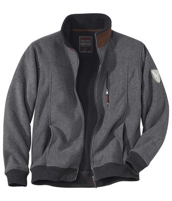 Wasserabweisende Fleecejacke mit Teddyfuttermen GRAU - Größe M - Atlas For Men